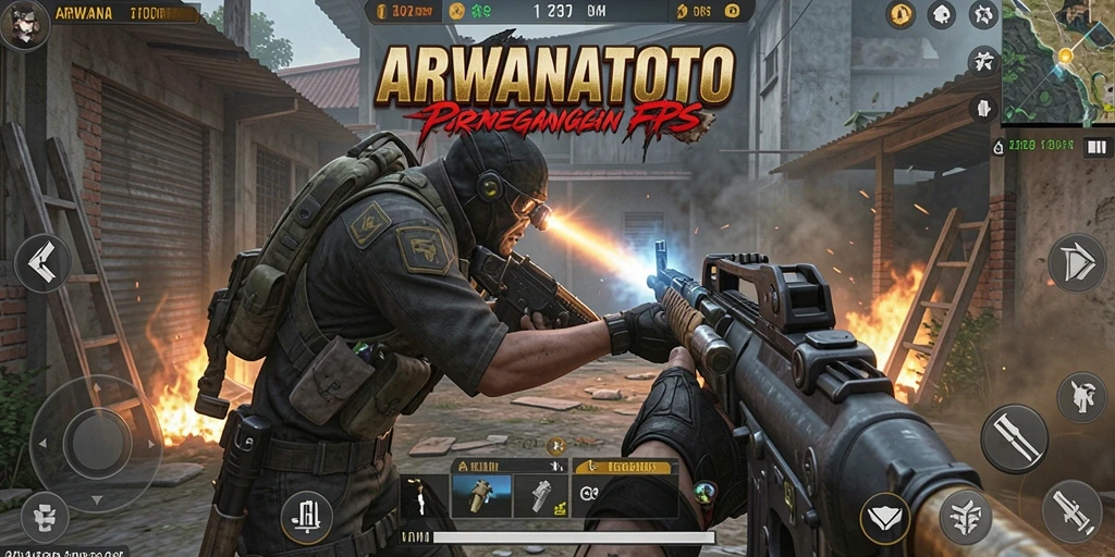 Tampilan menarik gameplay ARWANATOTO dalam pertempuran FPS.