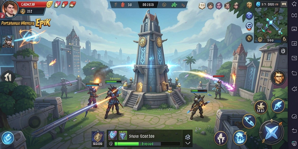 Tampilan menarik dari gameplay Tower Defense CADAS138 dengan berbagai menara dan musuh.