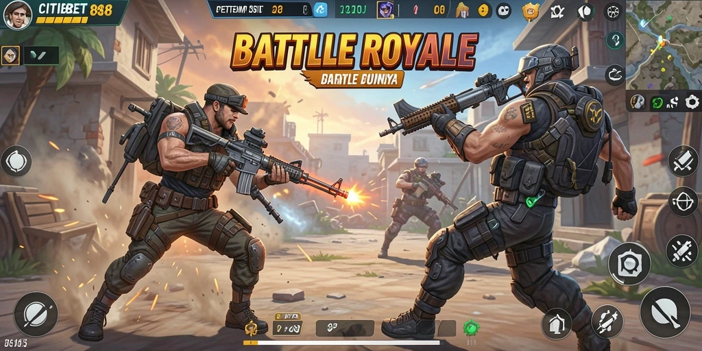 Tampilan seru gameplay CITIBET88 dalam pertempuran Battle Royale.