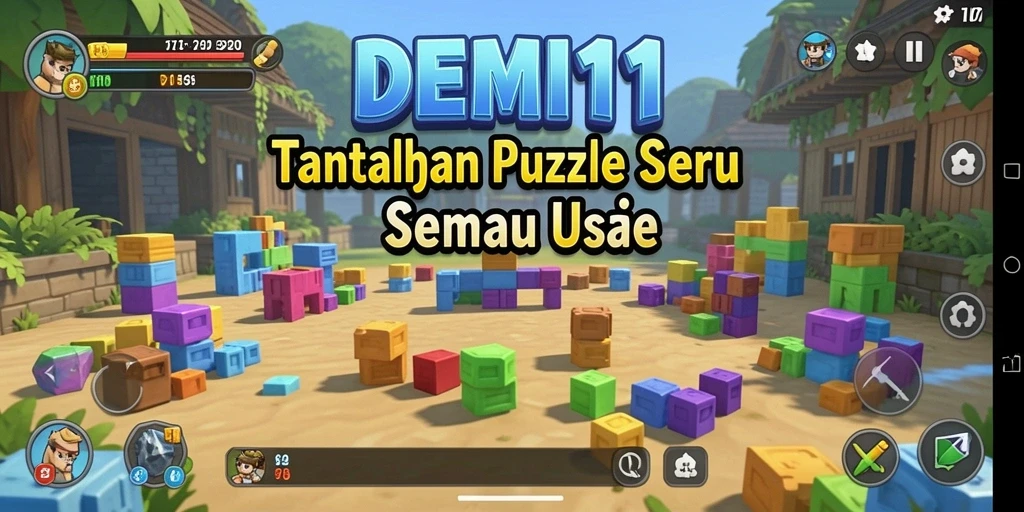Tampilan gameplay seru dalam game Puzzle DEMI11 yang menantang.
