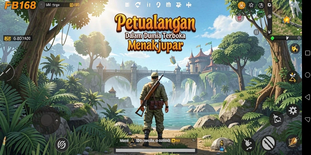 Screenshot dari gameplay FB168 yang menunjukkan dunia terbuka yang luas.