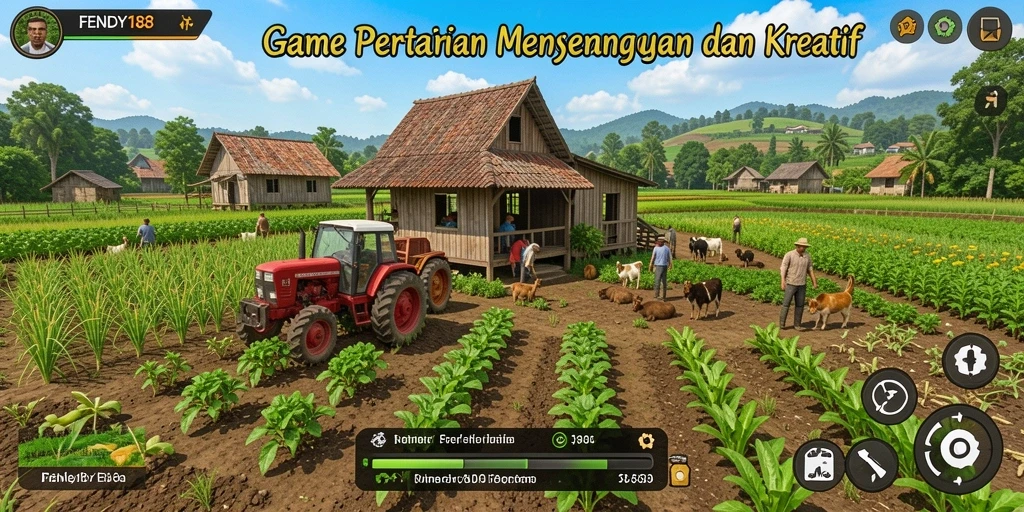 Screenshot gameplay FENDY188 menampilkan pertanian yang kaya dan interaktif.