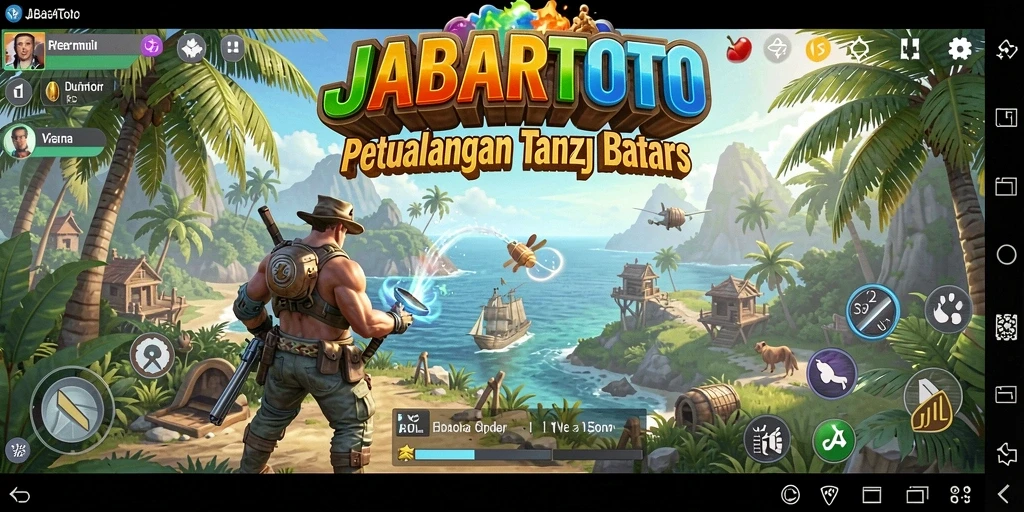 Screenshot gameplay JABARTOTO menunjukkan eksplorasi dunia terbuka yang luas.