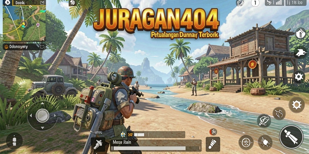 Tampilan gameplay yang menonjol dari JURAGAN404 di dunia terbuka.