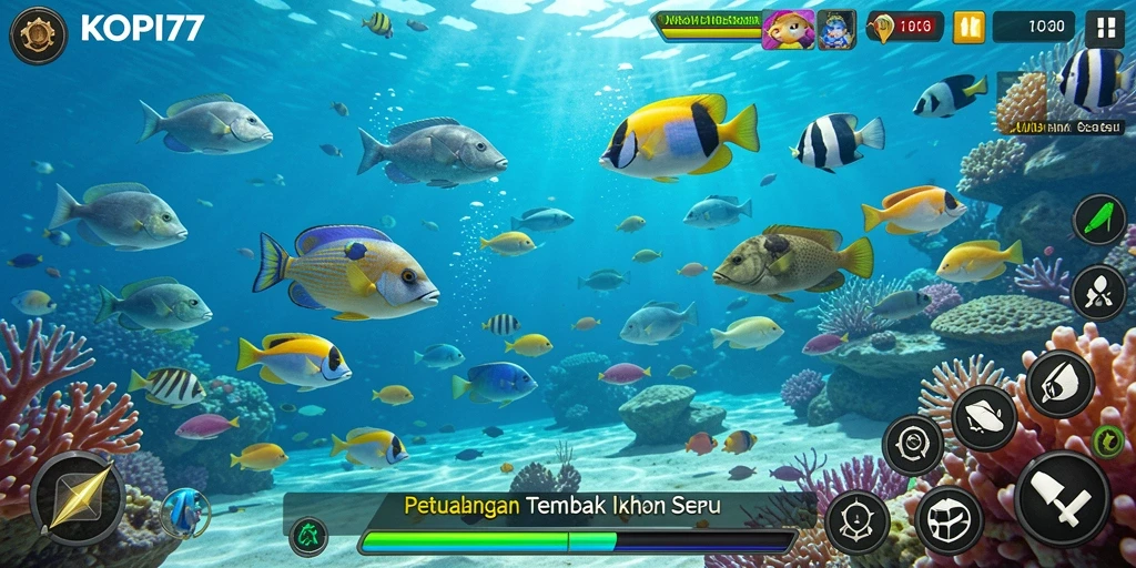 Tampilan menarik saat menangkap ikan dalam KOPI77.
