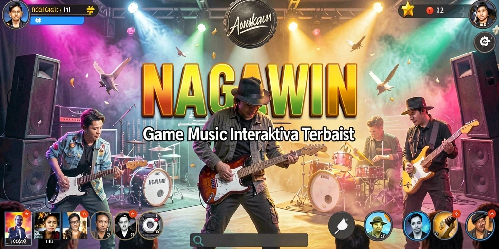 Tampilan gameplay NAGAWIN yang seru dengan berbagai tantangan musik.