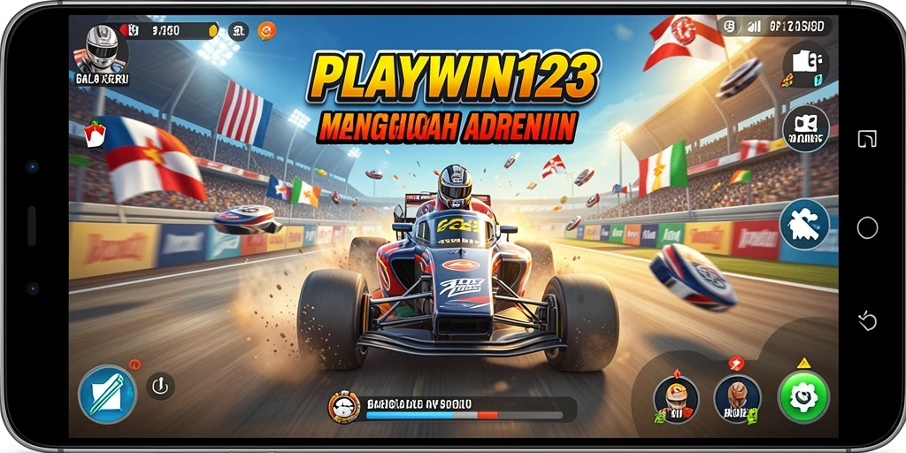 Tangkapan layar utama PLAYWIN123 menampilkan aksi balap yang mendebarkan.