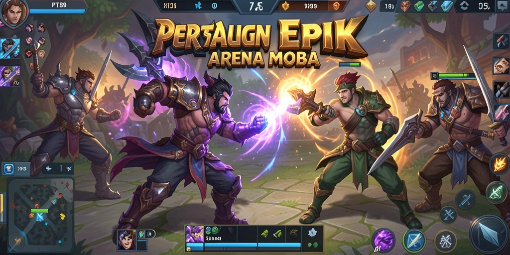 Tangkapan layar gameplay PT89 menampilkan aksi pertarungan MOBA yang intens.