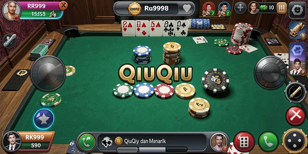 Tampilan gameplay seru dari RR999 dengan kartu QiuQiu.