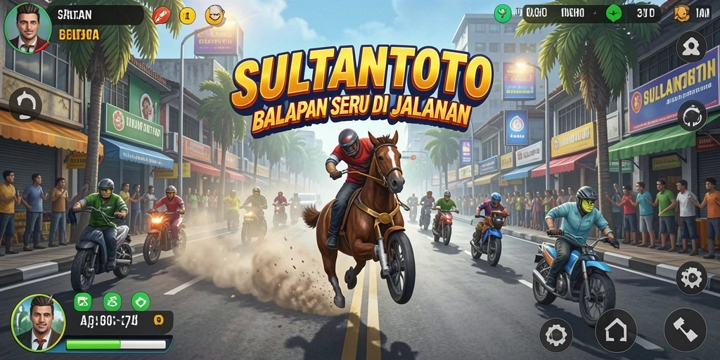 Gameplay Racing seru di SULTANTOTO dengan lintasan menantang.