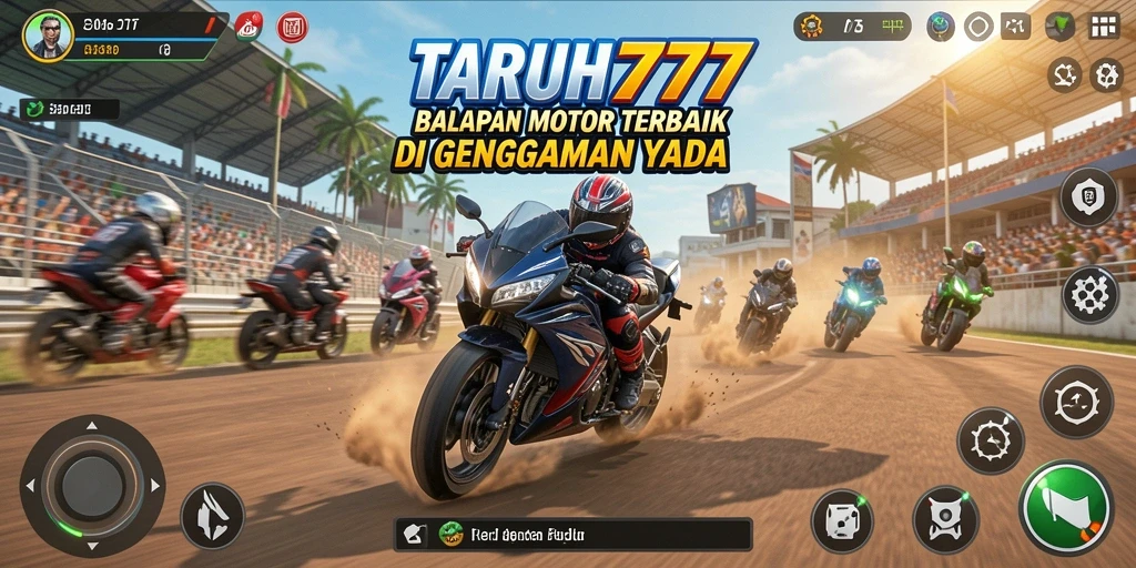 Screenshot TARUH777 menampilkan aksi balapan motor yang mendebarkan.