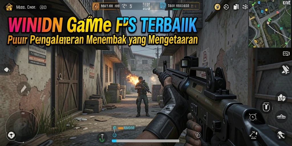 Screenshot game WINIDN menunjukkan aksi tembak-menembak yang intens.